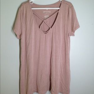 American eagle pink and white striped top